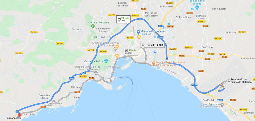 How to get to Palmanova and Magaluf | Route from the Airport