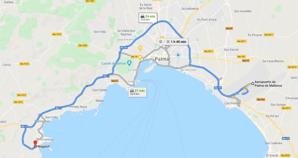 How to get to Palmanova and Magaluf | Route from the Airport